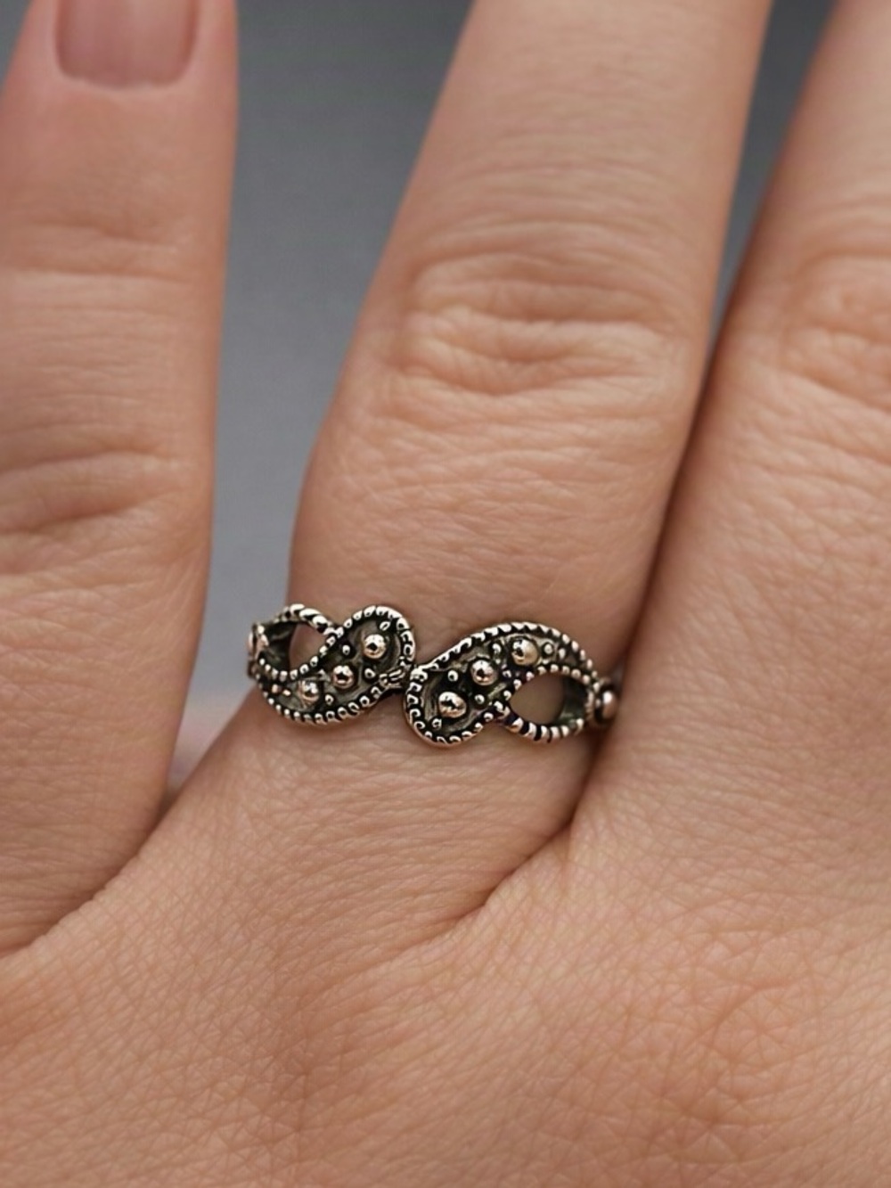 5/$25 Vintage-Inspired Infinity Paisley Silver Ring